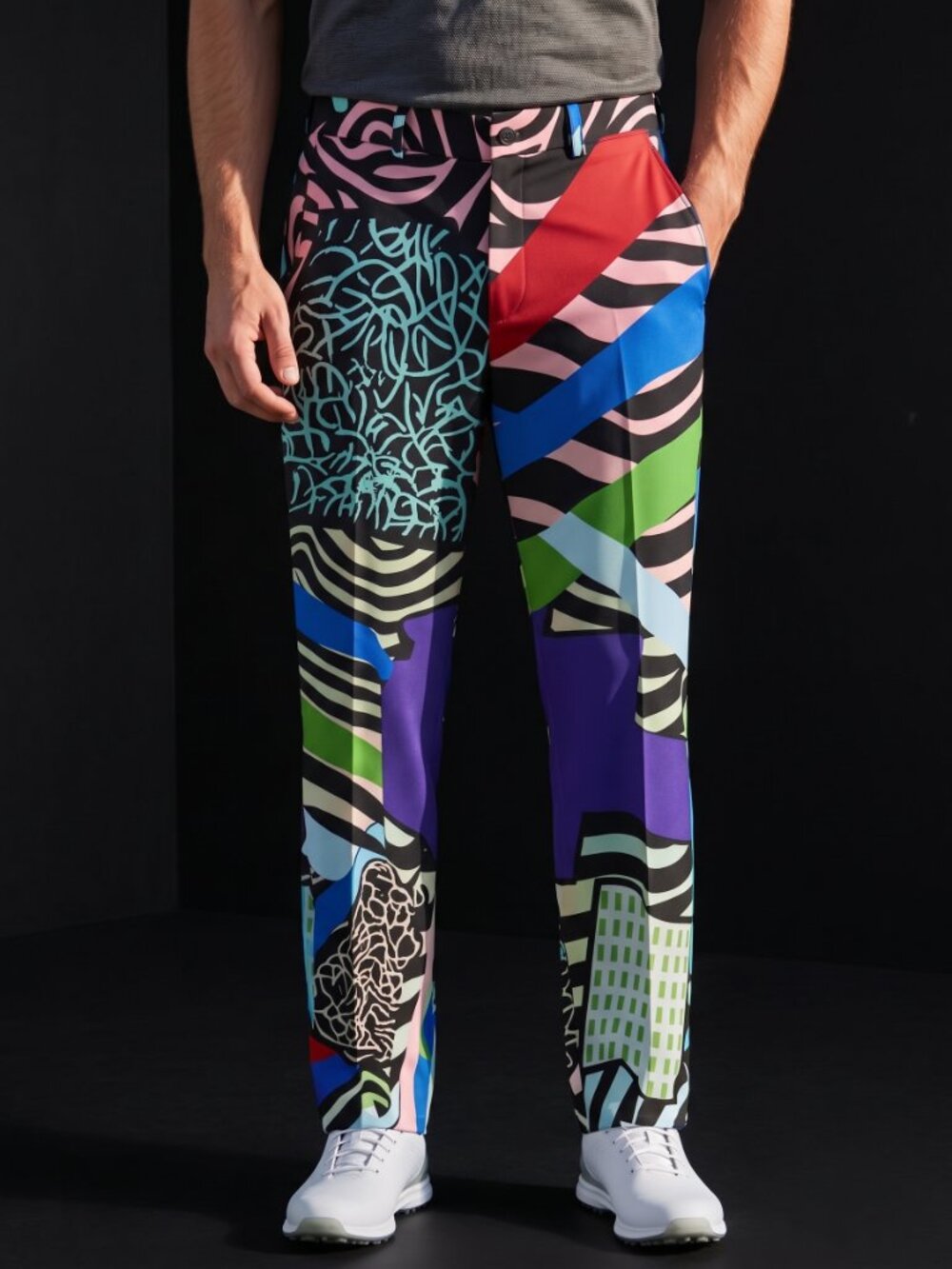 Conceptual Subculture Mens Golf Pants Size 38 Fine Art Abstract Painterly Loud